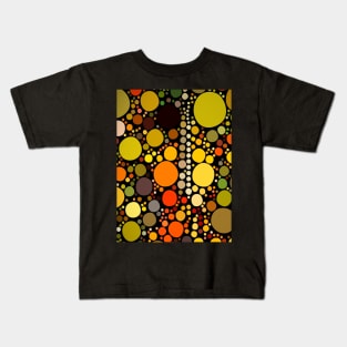 1980s  retro autumn brown green orange geometric polka dots Kids T-Shirt